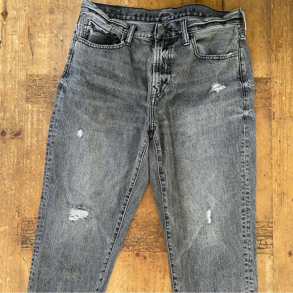 American Eagle Outfitters Distressed Gray High-Rise Jeans